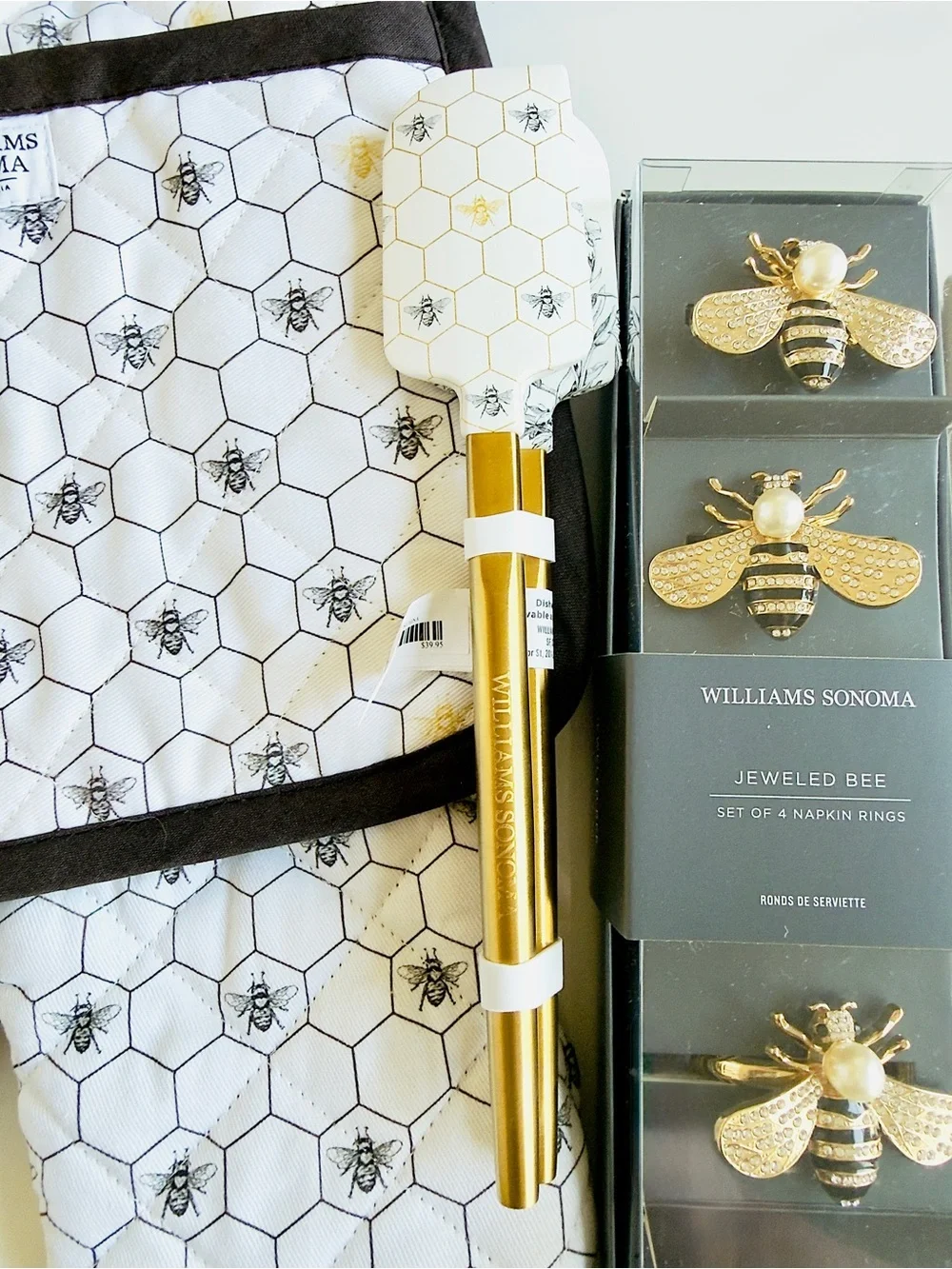 Williams Sonoma Bee Honeycomb 12 Pc Table Napkins Set New With Tags Retail $216